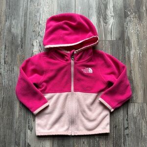 The North Face Kids' Pink Fleece Hoodie Long Sleeve Zipper Jacket 6-12 Months